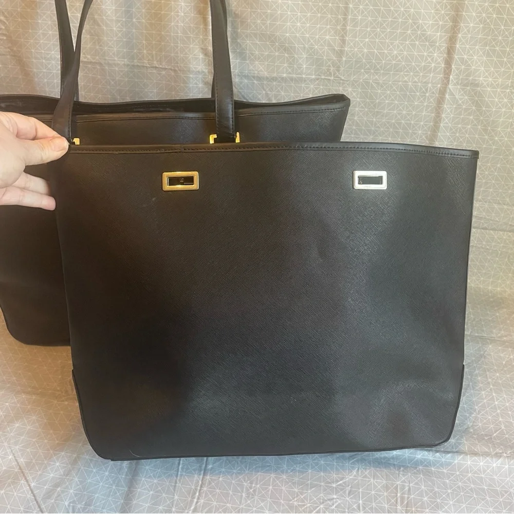 Lo & Sons Seville 13” Laptop Tote Black Saffiano Leather + Extra Shell